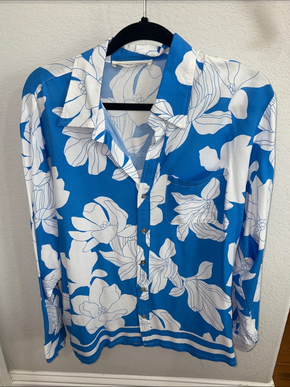 Ocean Drive Blue and White Floral Button-Down Shirt